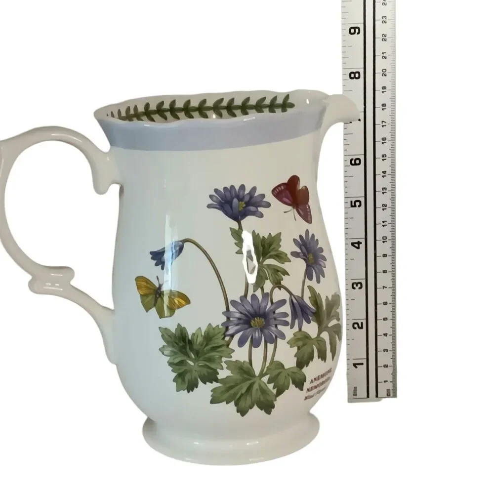 Portmeirion Botanic Garden Pitcher Jug Anemone & Butterfly Design 48 oz 7.5 x 5
